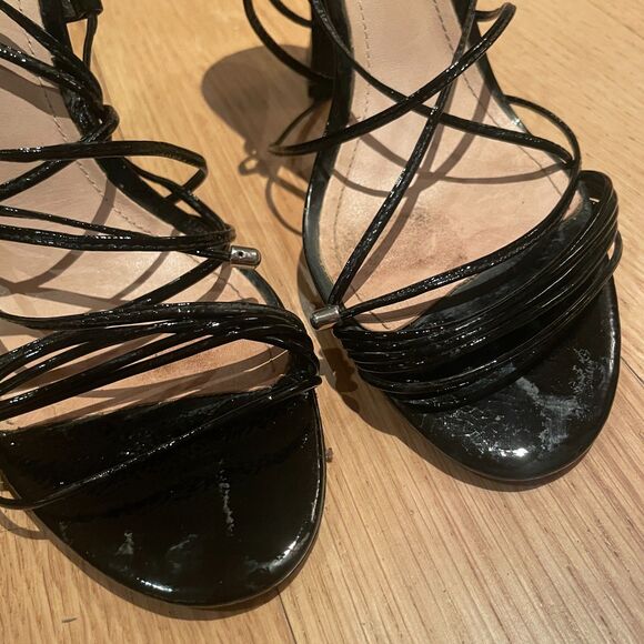 Schutz Heeled Lace up Strappy Sandals Black Size 8 B - Picture 4 of 9